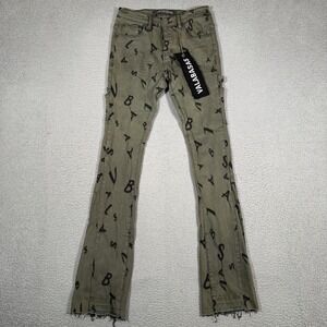 Valabasas Jeans Mens 29x35 Gray AOP Skinny Flare 5 Pocket Denim Casual Preppy